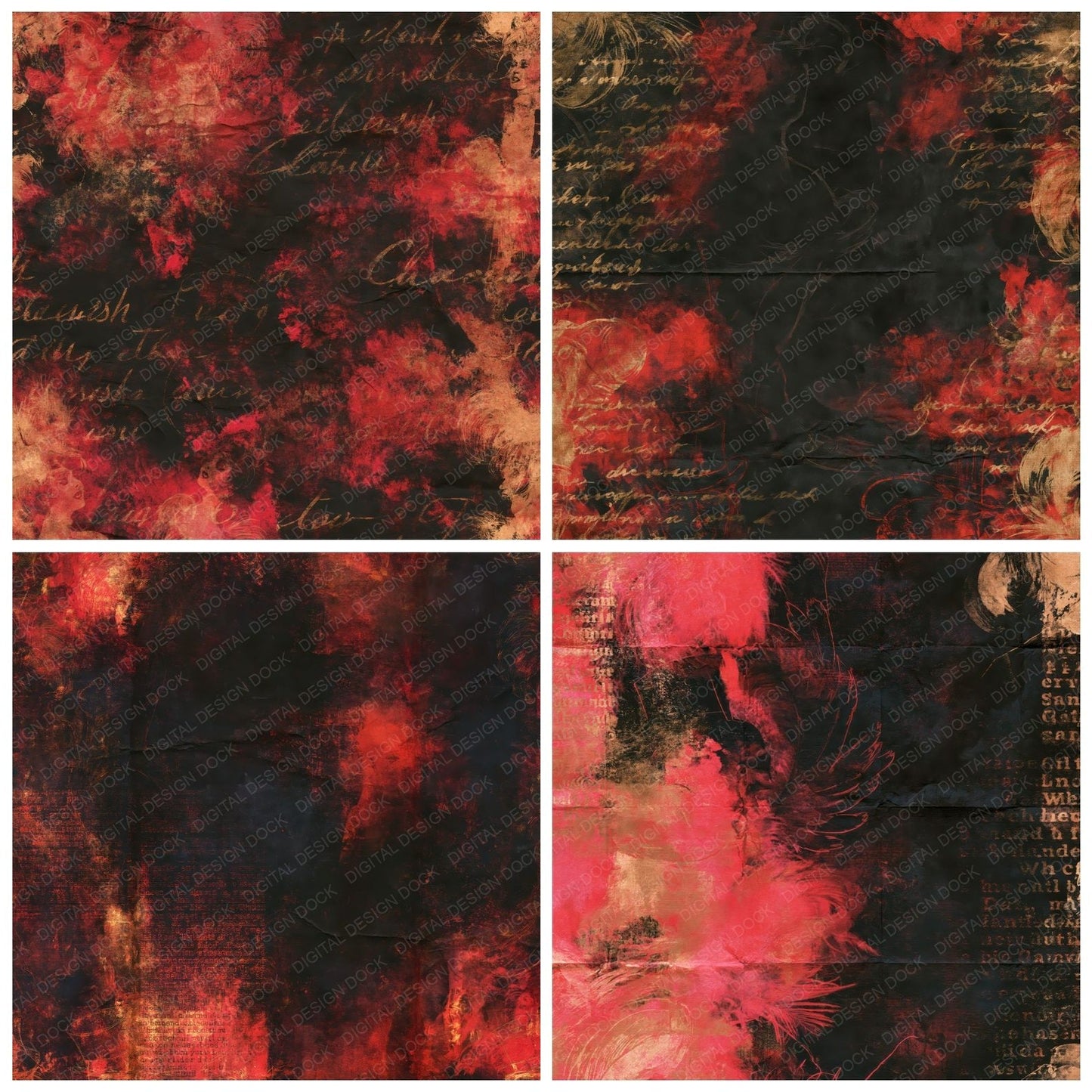 Cabaret Showgirl Black Scarlet Digital Paper Pack (DDD016908)