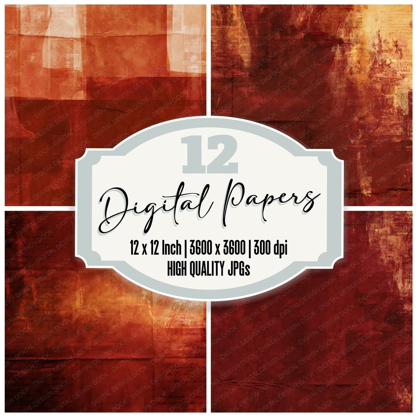 Cigar Chesterfield Oxblood Amber Digital Paper Pack (DDD016909)