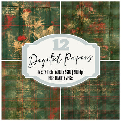 Highland Tartan Hunter Red Seamless Digital Paper Pack (DDD016917)