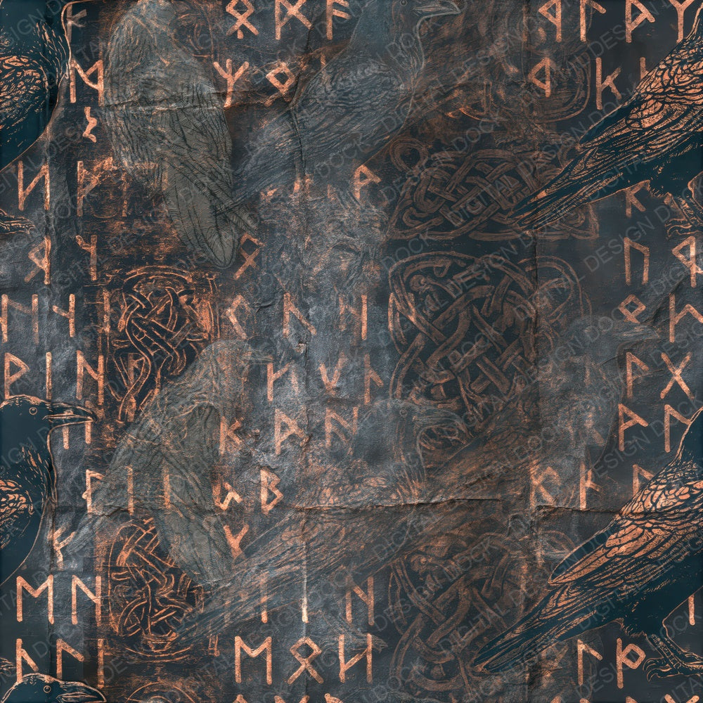 Norse Raven Charcoal Copper Seamless Digital Paper Pack (DDD016920)
