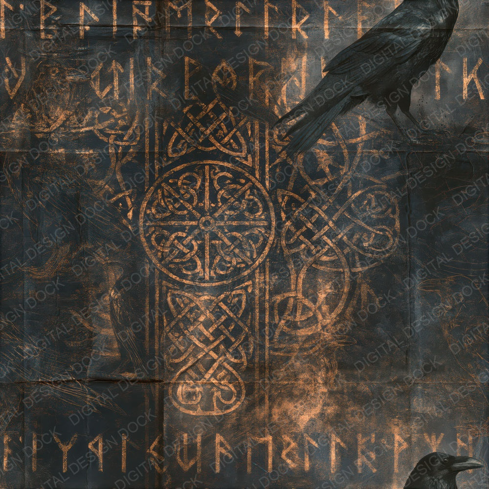 Norse Raven Charcoal Copper Seamless Digital Paper Pack (DDD016920)