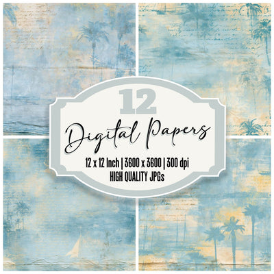 Riviera Sailboat Azure Marigold Digital Paper Pack (DDD016922)