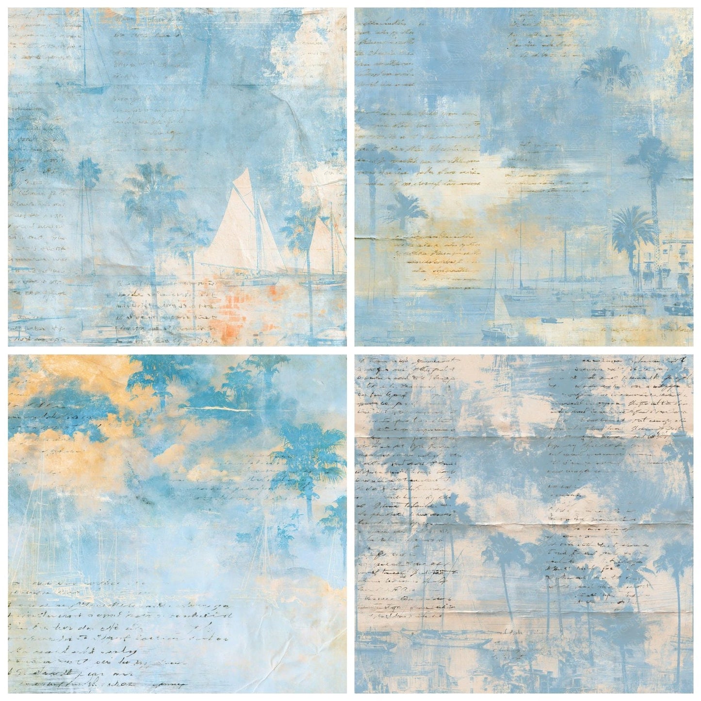 Riviera Sailboat Azure Marigold Digital Paper Pack (DDD016922)