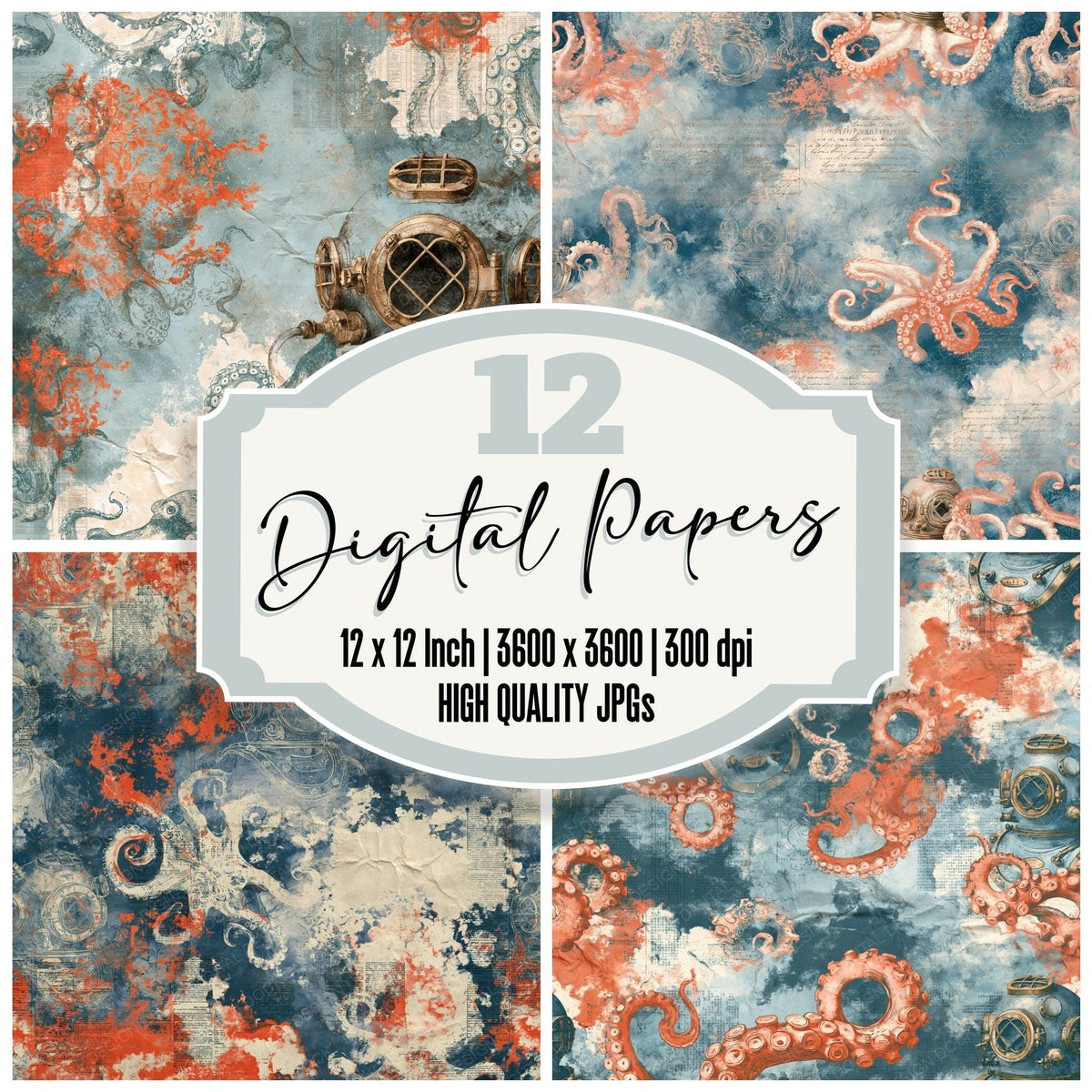 Deep Sea Helmet Abyss Coral Digital Paper Pack (DDD016950)