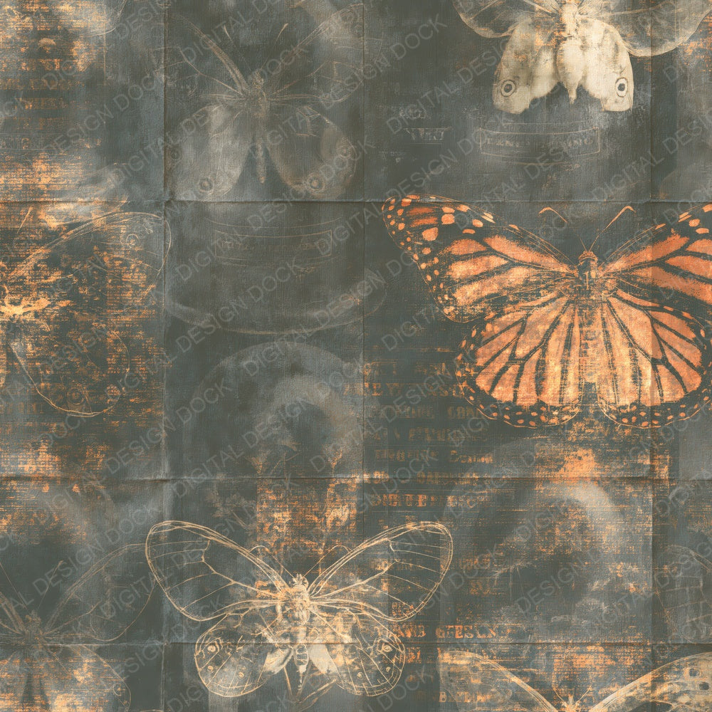 Taxidermy Butterfly Forest Copper Digital Paper Pack (DDD016980)