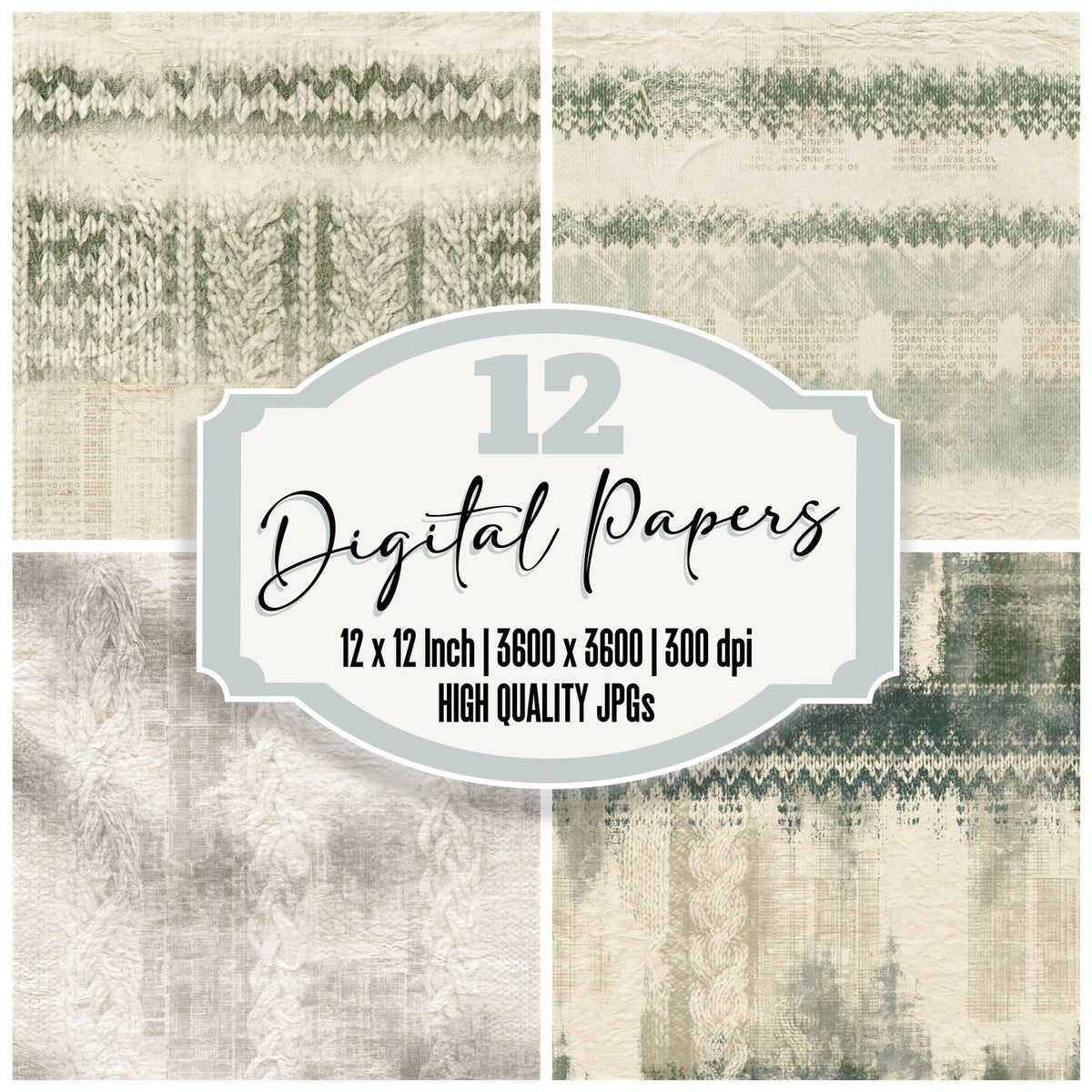 Icelandic Knit Oatmeal Forest Seamless Digital Paper Pack (DDD017051)
