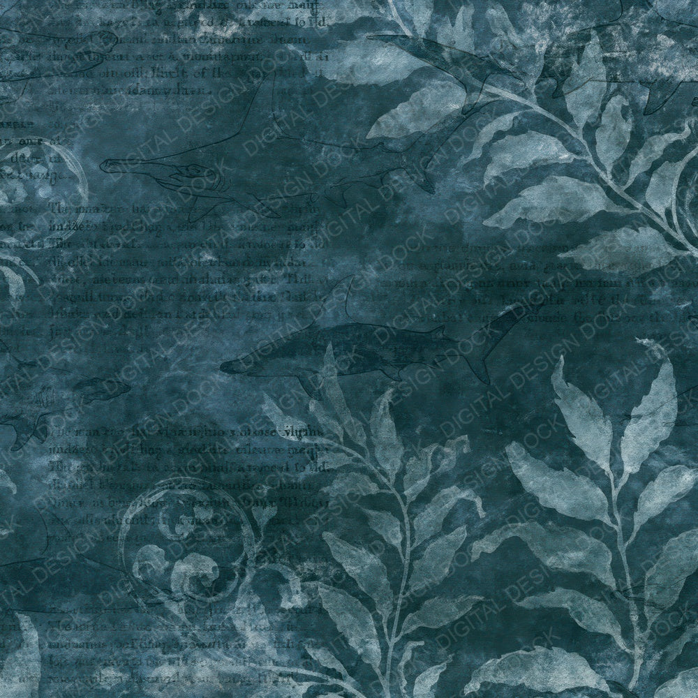 Hammerhead Shark Fish Abyssal Teal Digital Paper Pack (DDD017087)