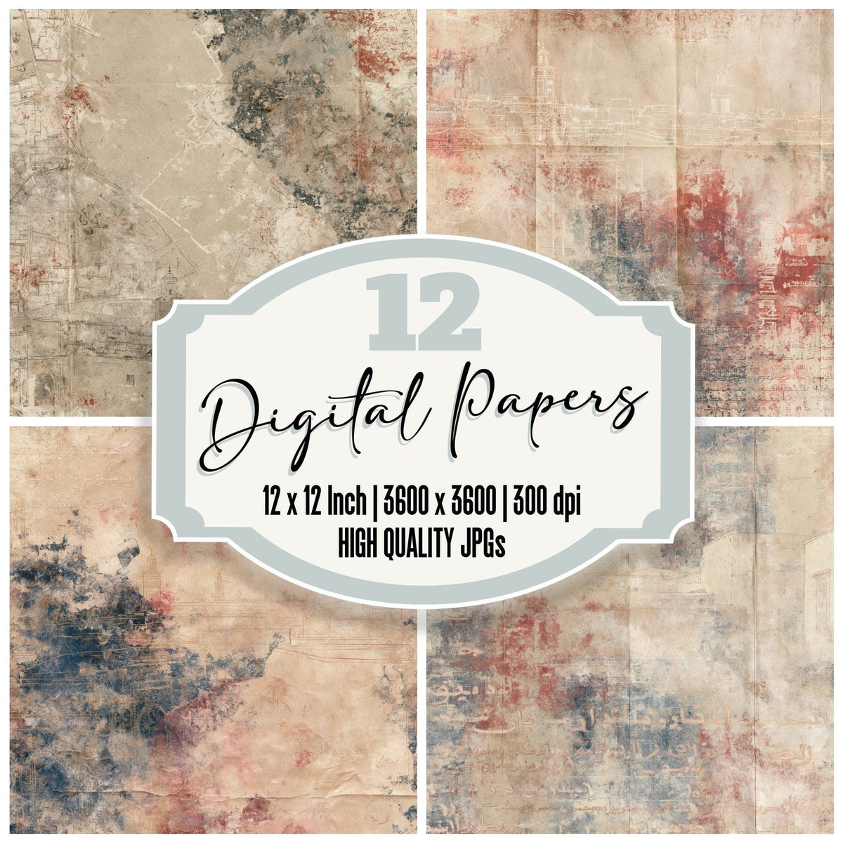 Moroccan Medina Ochre Spice Red Digital Paper Pack (DDD017093)