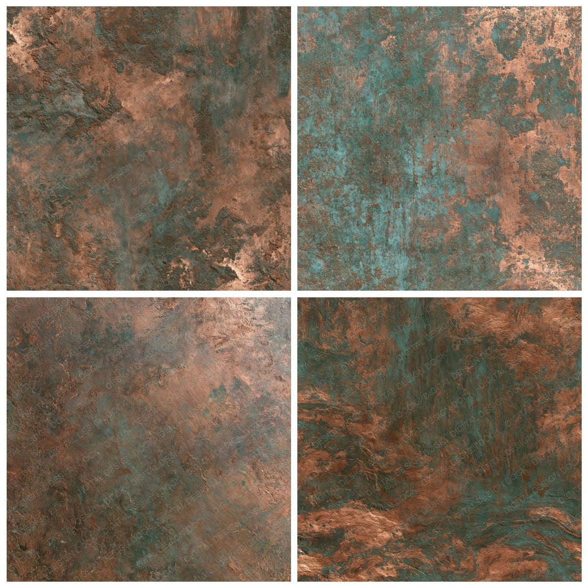 Copper Patina Verdigris Rose Bronze Digital Paper Pack (DDD017108)