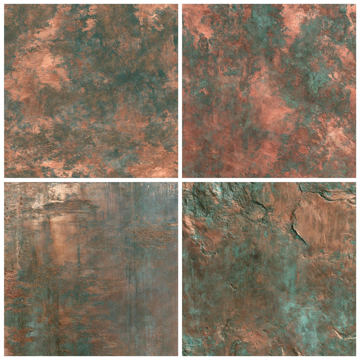 Copper Patina Verdigris Rose Bronze Digital Paper Pack (DDD017108)