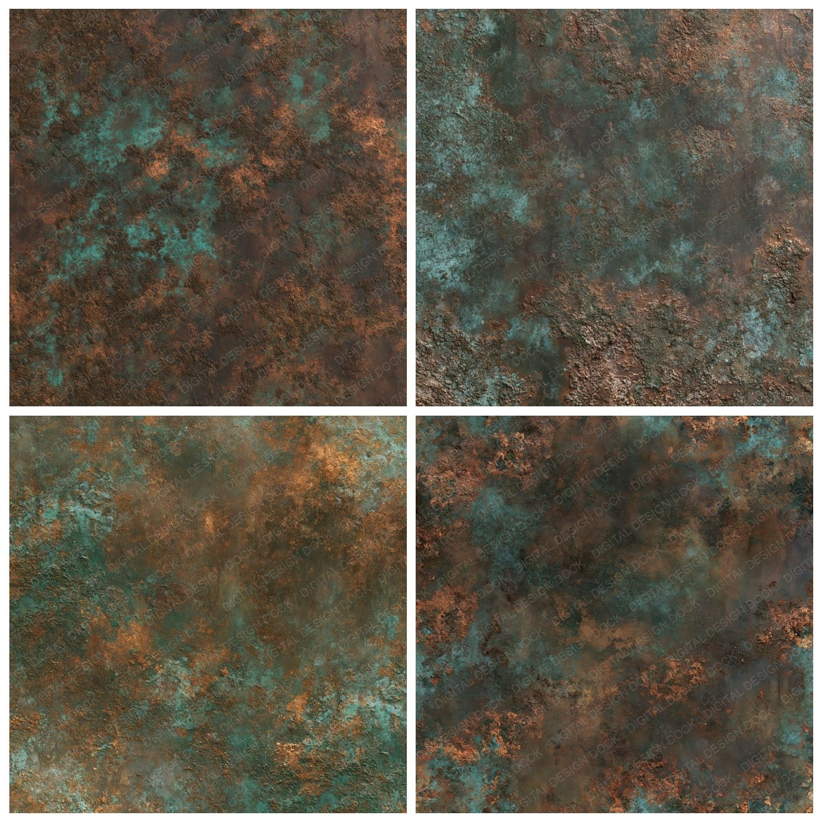 Aged Bronze Patina Verdigris Rust Turquoise Digital Paper Pack (DDD017125)