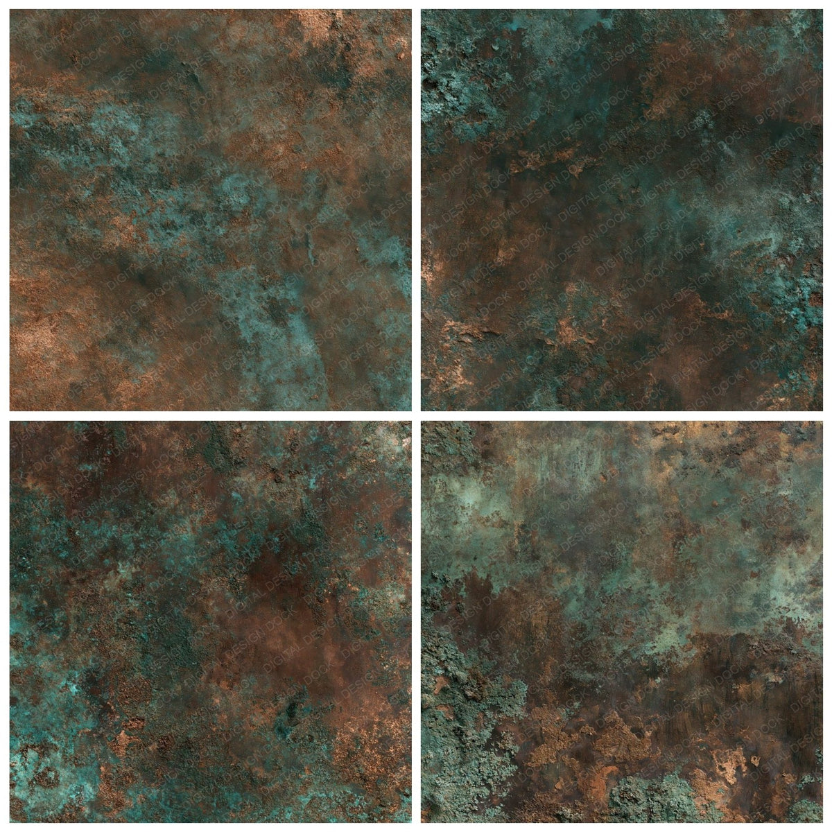 Aged Bronze Patina Verdigris Rust Turquoise Digital Paper Pack (DDD017125)