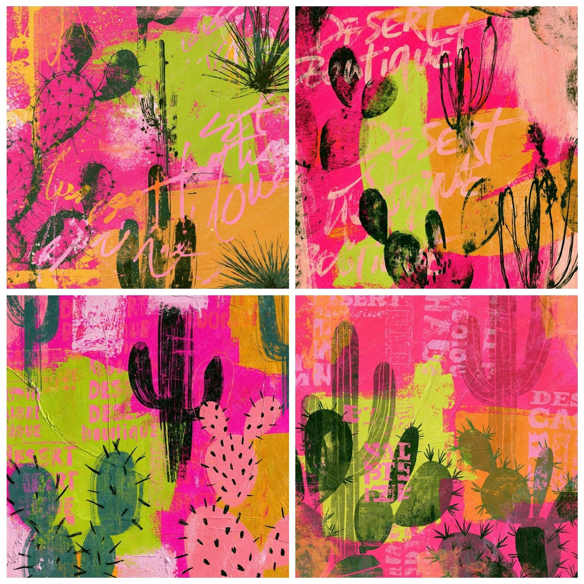 Cactus Prickly Pear Fuchsia Lime Buttery Digital Paper Pack (DDD017129)