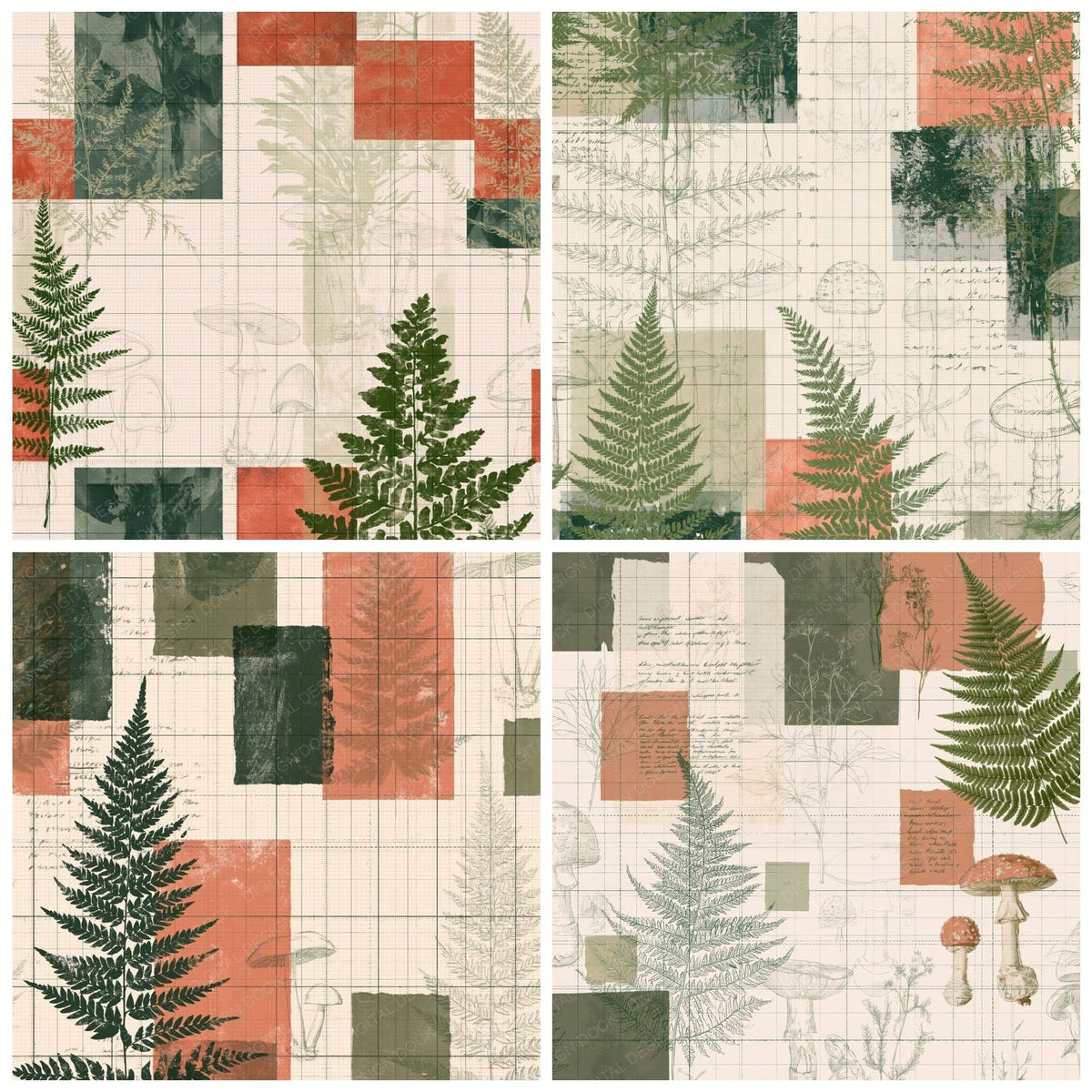 Pattern Studio Fern Ivory Forest Terracotta Digital Paper Pack (DDD017219)