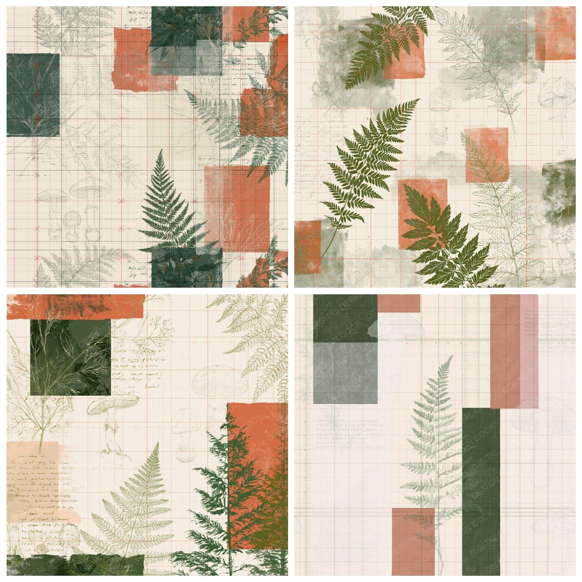 Pattern Studio Fern Ivory Forest Terracotta Digital Paper Pack (DDD017219)