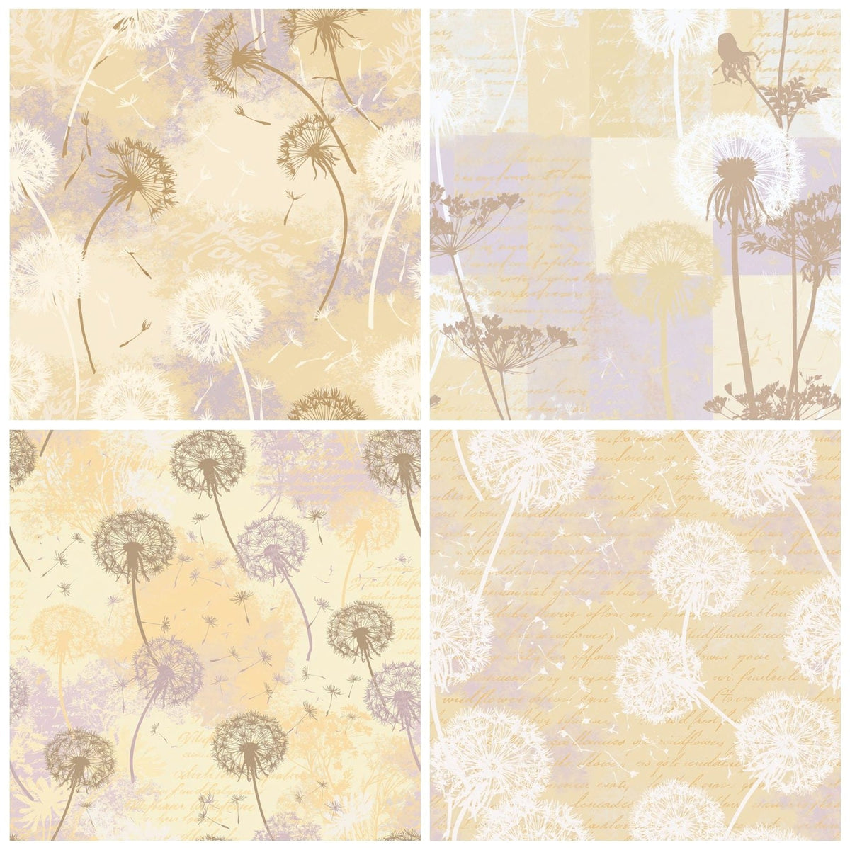 Dandelion Clock Seed Butter Lilac Cream Digital Paper Pack (DDD017251)