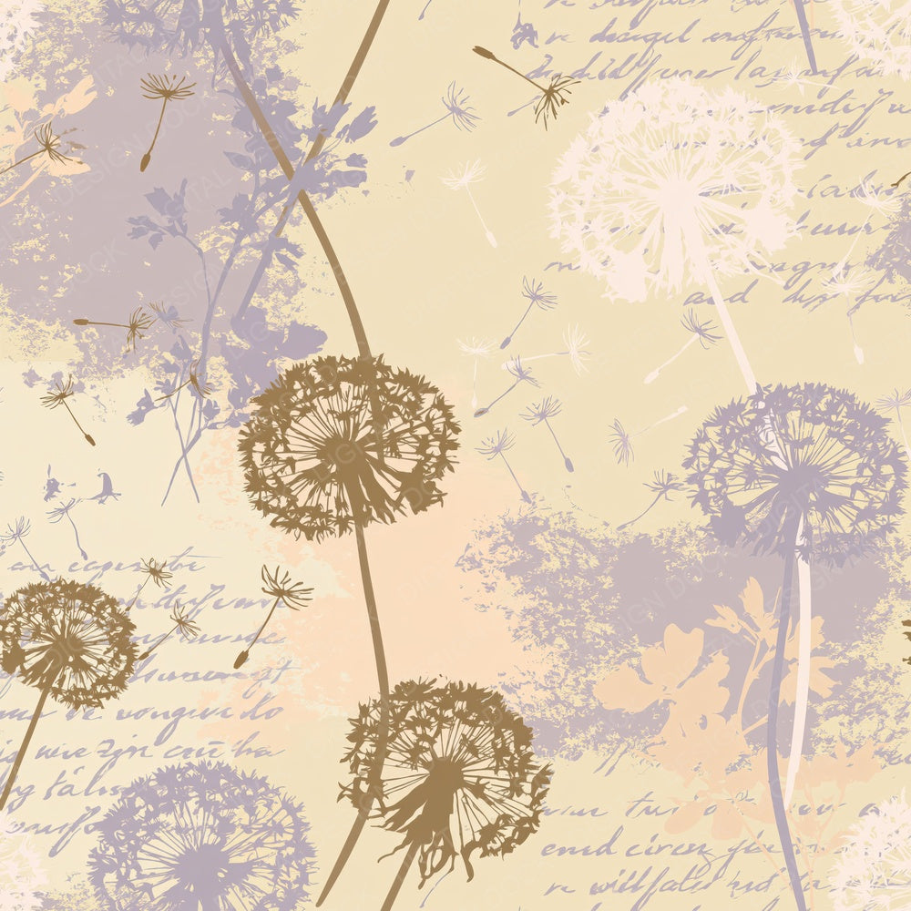 Dandelion Clock Seed Butter Lilac Cream Digital Paper Pack (DDD017251)