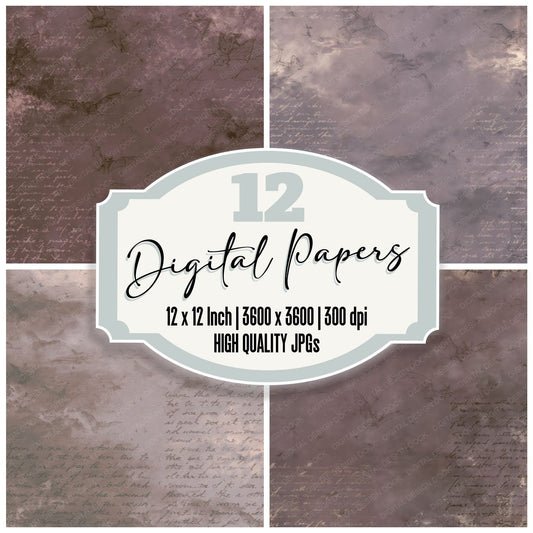 Pipistrelle Bat Mammal Dusk Lilac Bone Cream digital paper pack cover showing four of the 12 papers