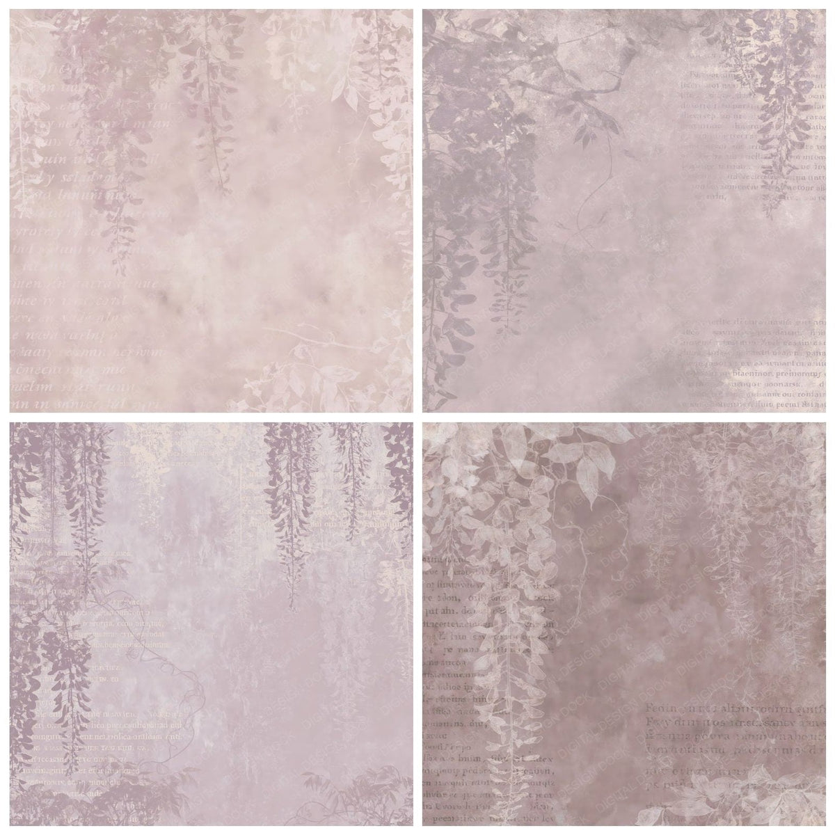 Wisteria Flower Mauve Violet Bone Digital Paper Pack (DDD017263)