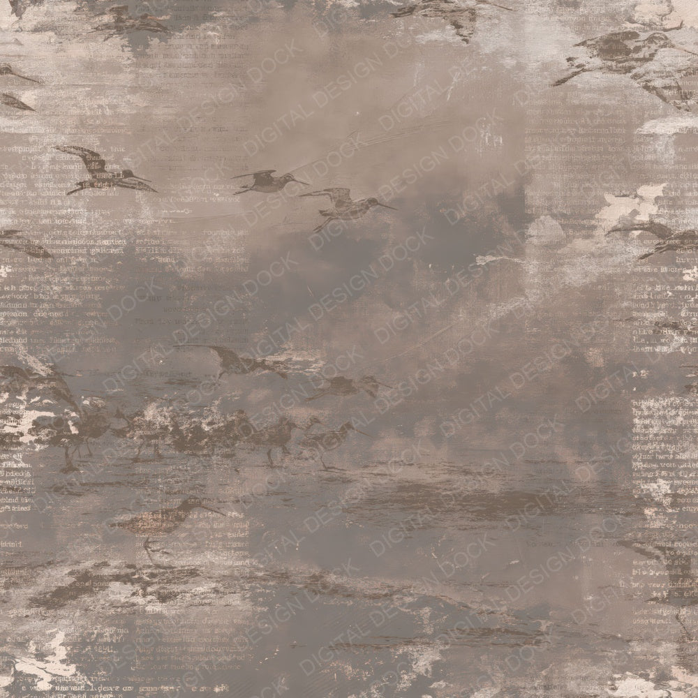 Black-Tailed Godwit Bird Dusk Grey Brown Rust Ivory Digital Paper Pack (DDD017267)