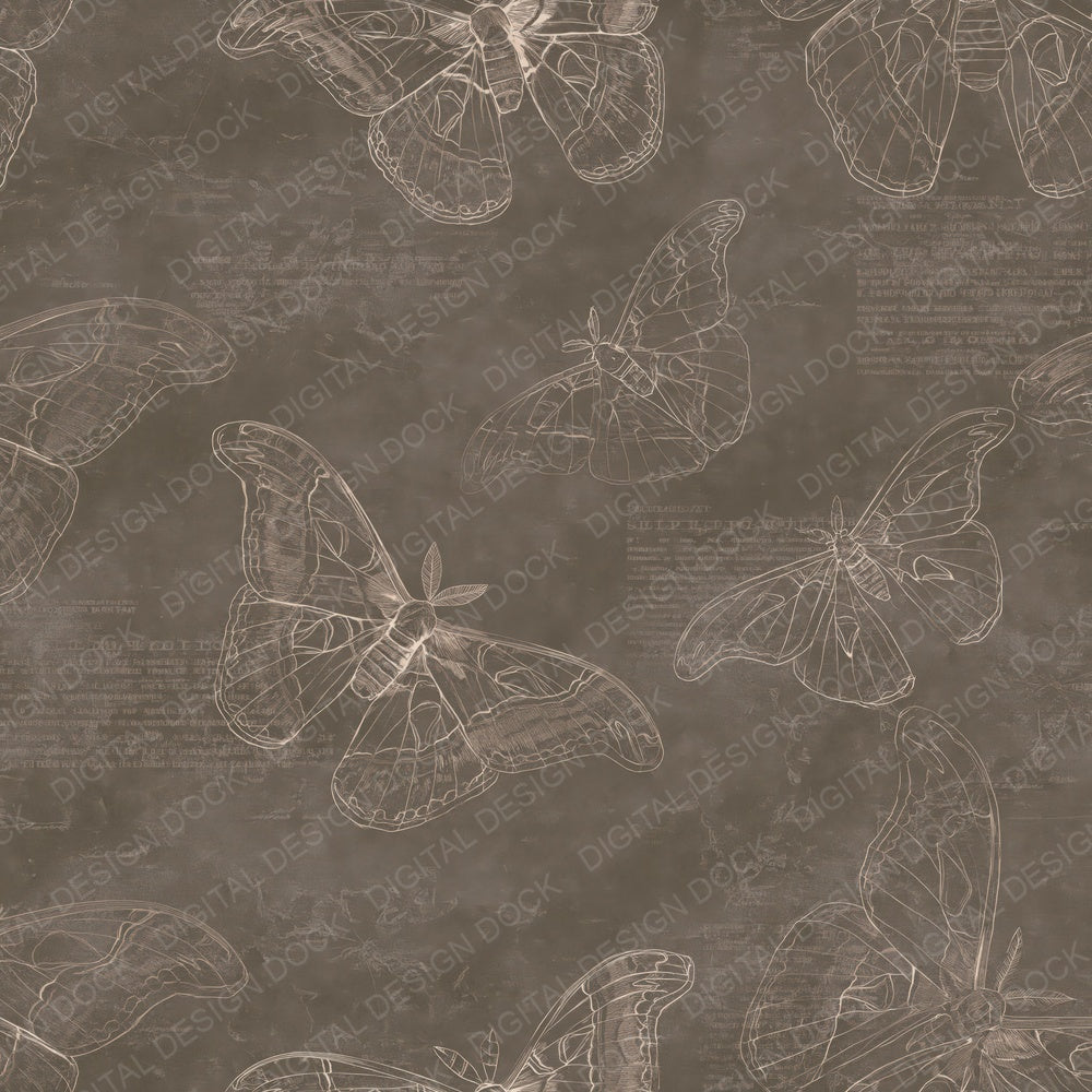 Atlas Moth Insect Dusty Espresso Sienna Bone Digital Paper Pack (DDD017305)