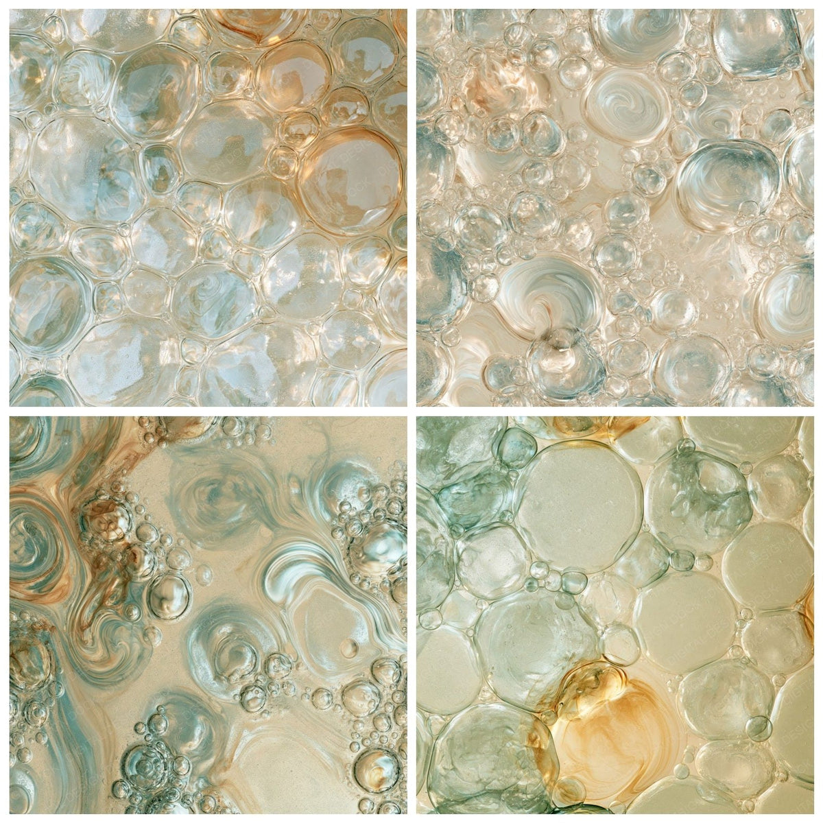 Handblown Glass Bubble Cream Aquamarine Amber Digital Paper Pack (DDD017313)