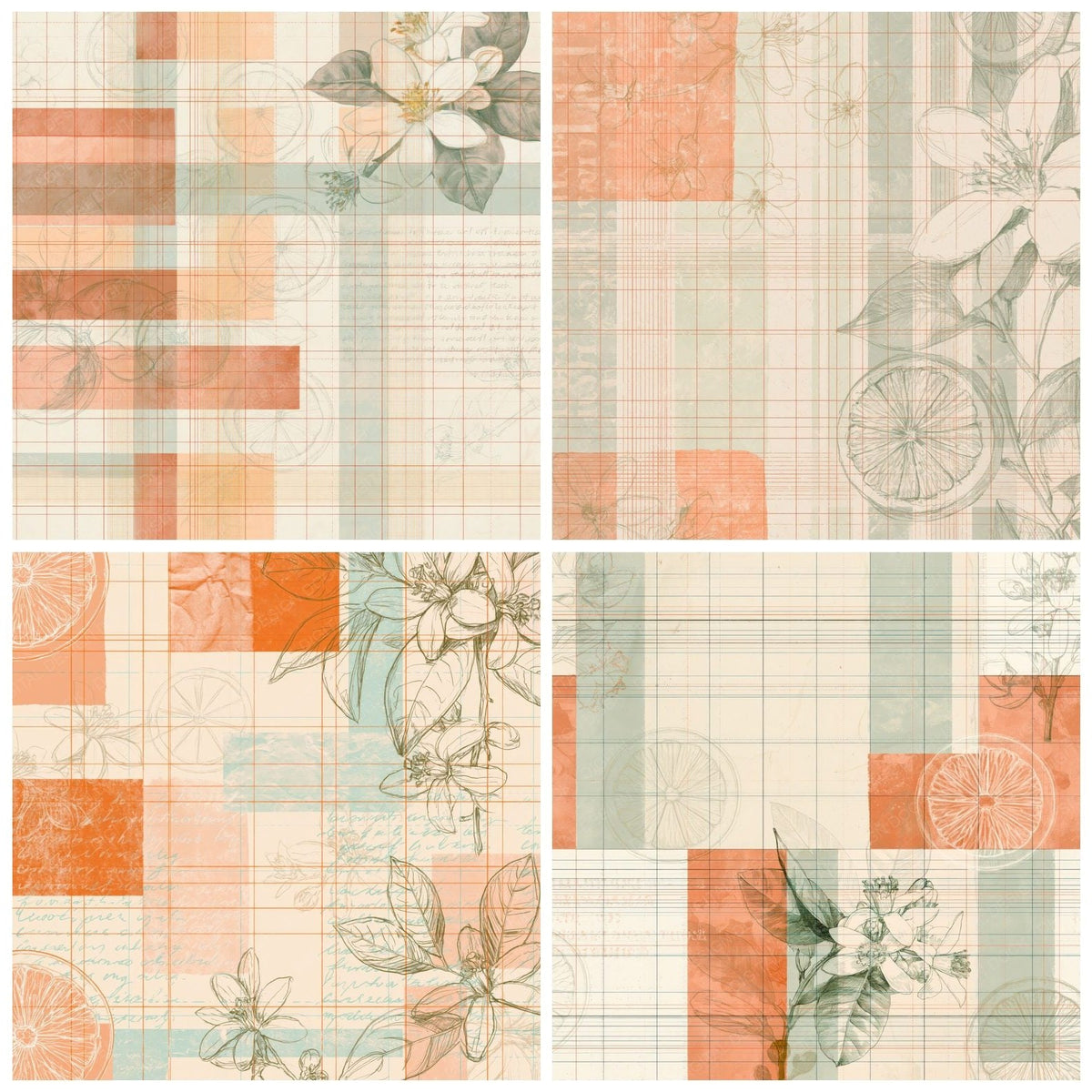 Pattern Studio Citrus Ivory Tangerine Mint Digital Paper Pack (DDD017339)