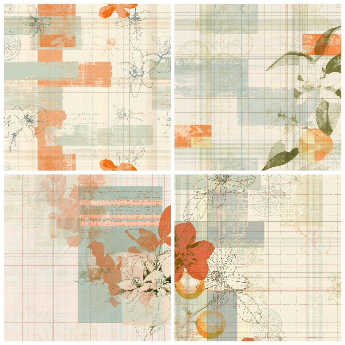 Pattern Studio Citrus Ivory Tangerine Mint Digital Paper Pack (DDD017339)