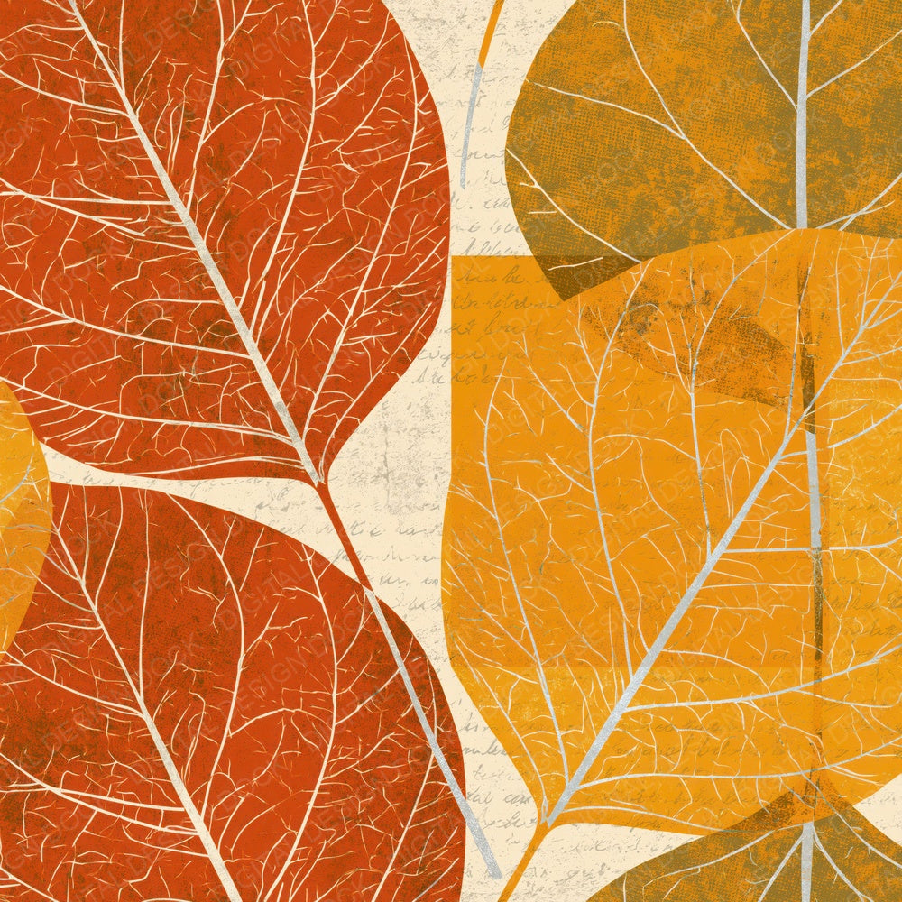 Pop Art Leaf Xray Pumpkin Yellow Abstract Digital Paper Pack (DDD017360)