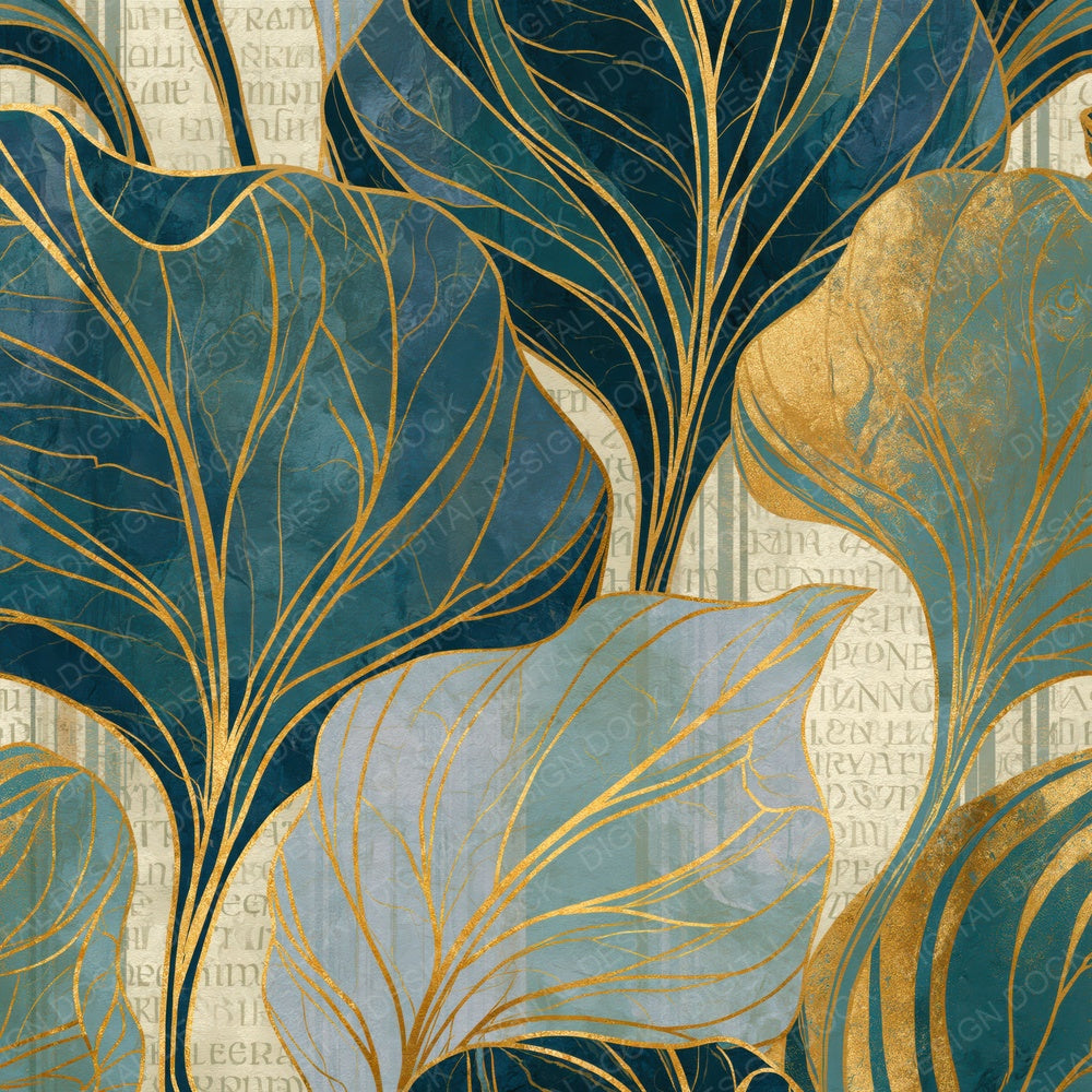 Ert Leaf Outline Graphite Cream Abstract Digital Paper Pack (DDD017373)