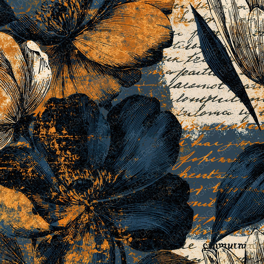 Penny Dreadful Flower Outline Black Bone Abstract Digital Paper Pack (DDD017400)