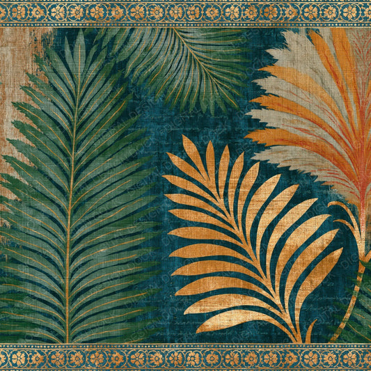 Single Mughal Leaf Print Fern Ochre digital paper shown full size