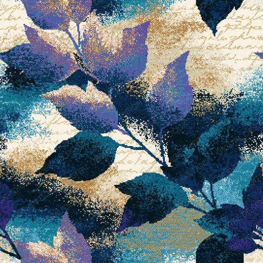 Single Pixel Leaf Print Navy Teal Abstract digital paper shown full size