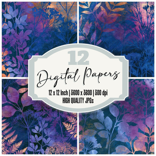 Cyanotype Rainbow Plum Abstract Digital Paper Pack (DDD017429)