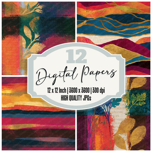Drypoint Rainbow Chocolate Oat Abstract Seamless Digital Paper Pack (DDD017431)