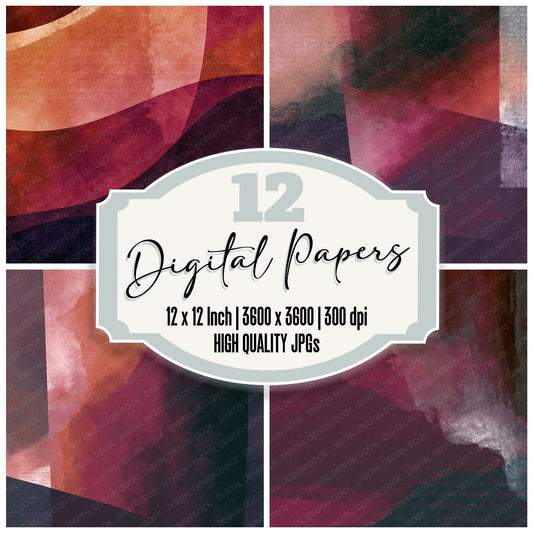 Colour Field Rainbow Aubergine Abstract Digital Paper Pack (DDD017450)