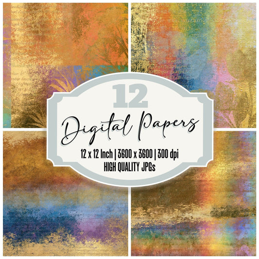 Magic Realism Rainbow Amber Abstract Digital Paper Pack (DDD017456)