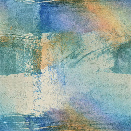 Monoprint Rainbow Seafoam Bone Abstract Seamless Digital Paper Pack (DDD017460)