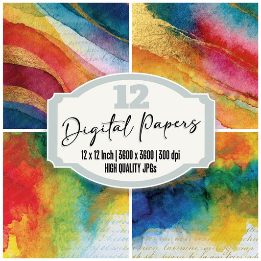 Redout Rainbow Spectrum Abstract Digital Paper Pack (DDD017463)