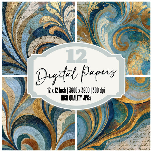 Baroque Rainbow Taupe Oyster Abstract Digital Paper Pack (DDD017470)