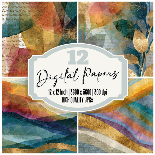 Edwardian Rainbow Oyster Parchment Abstract Digital Paper Pack (DDD017473)
