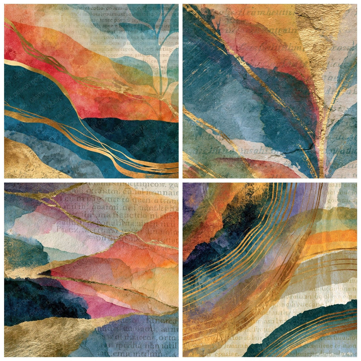 Edwardian Rainbow Oyster Parchment Abstract Digital Paper Pack (DDD017473)