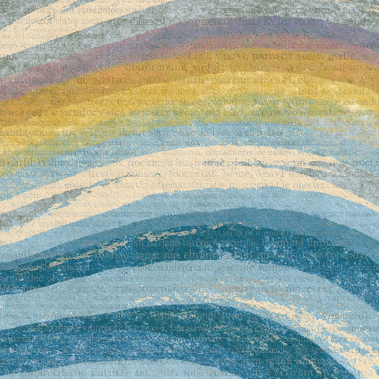Linocut Rainbow Silver Blue Abstract Digital Paper Pack (DDD017479)