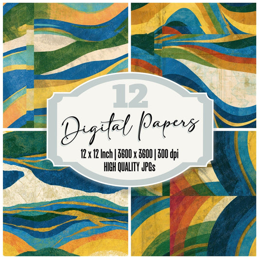 Toulouse Lautrec Rainbow Poster Abstract Seamless Digital Paper Pack (DDD017483)