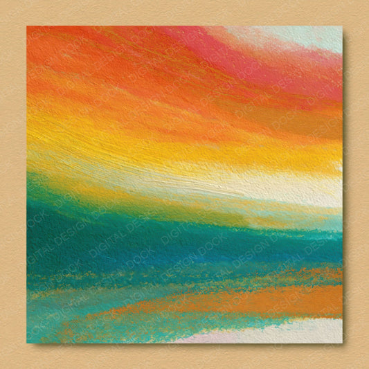 Oil Pastel Rainbow Papaya Jade Abstract Digital Paper Pack (DDD017493)