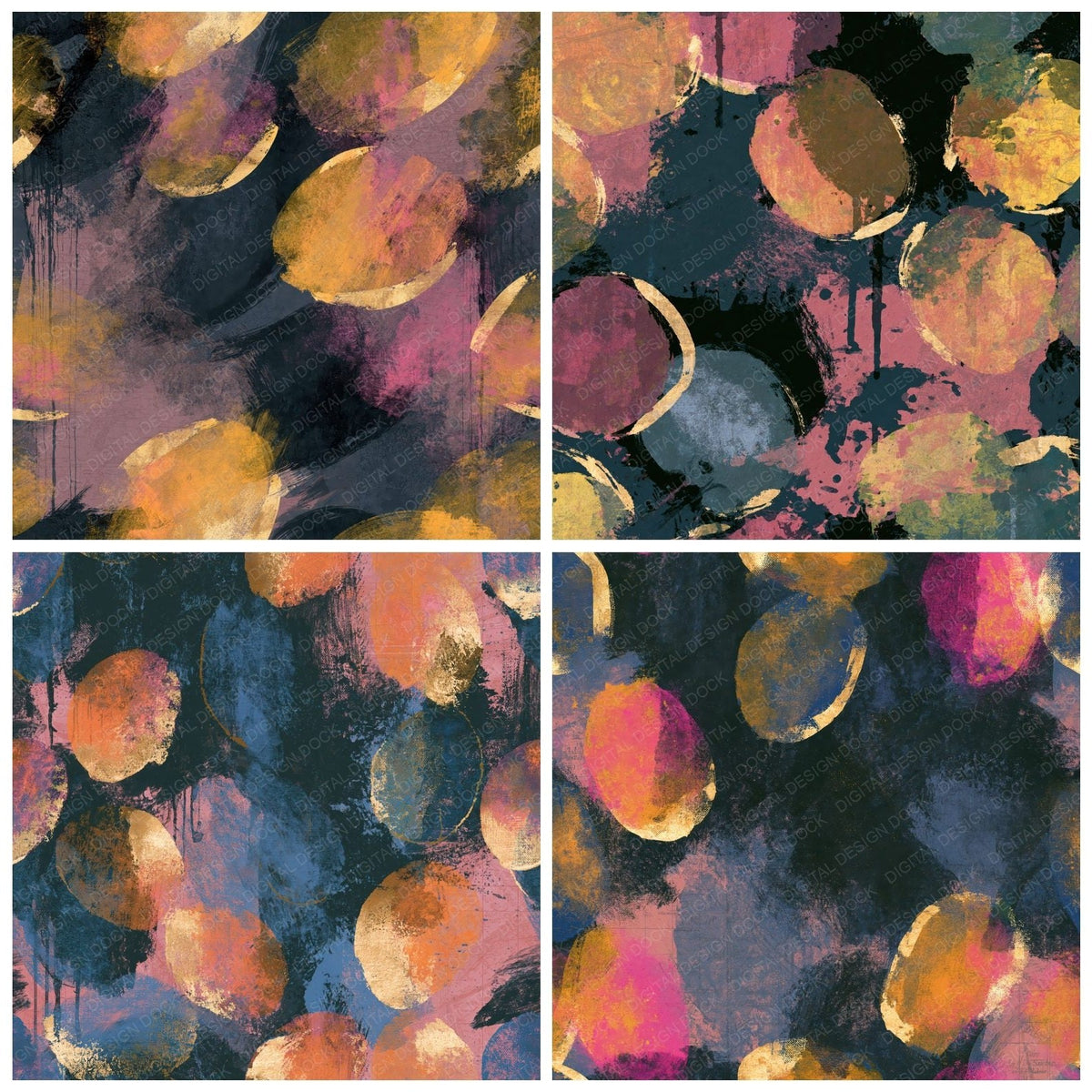 Abstract Expressionist Rainbow Kumquats Digital Paper Pack (DDD017506)