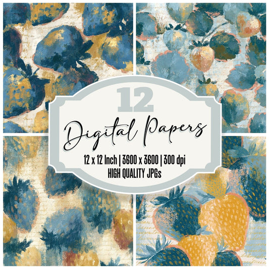 Impressionist Rainbow Strawberry Seamless Digital Paper Pack (DDD017516)