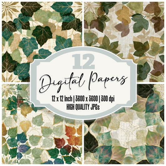 Mandala Rainbow Ivy Pearl Seamless digital paper pack cover showing four of the 12 papers