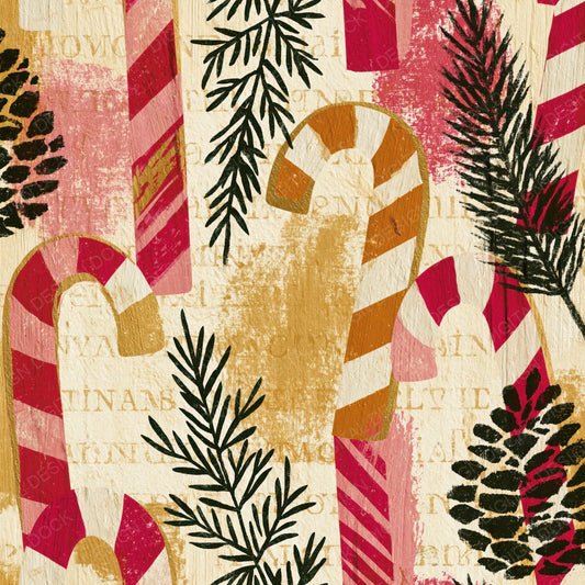 Single Gouache Candy Canes Tobacco Rose digital paper shown full size