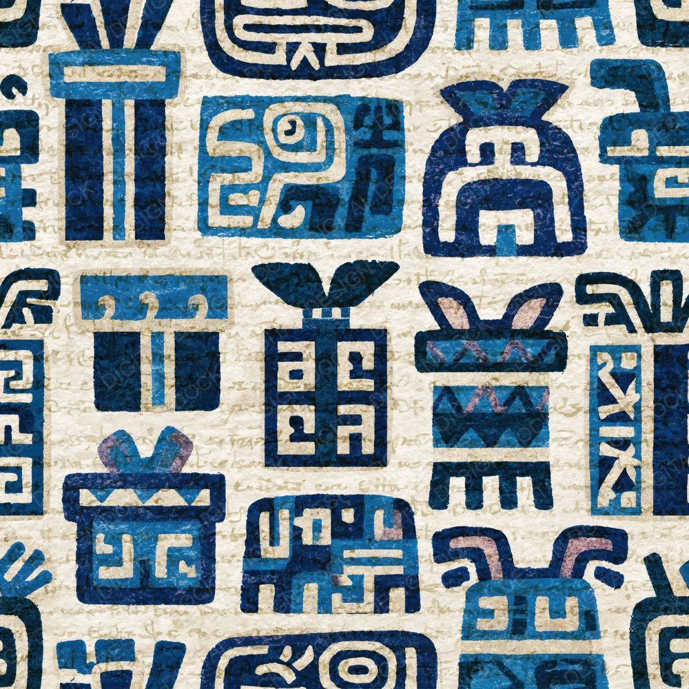 Aztec Glyph Christmas Presents Sapphire Bone Digital Paper Pack (DDD017627)